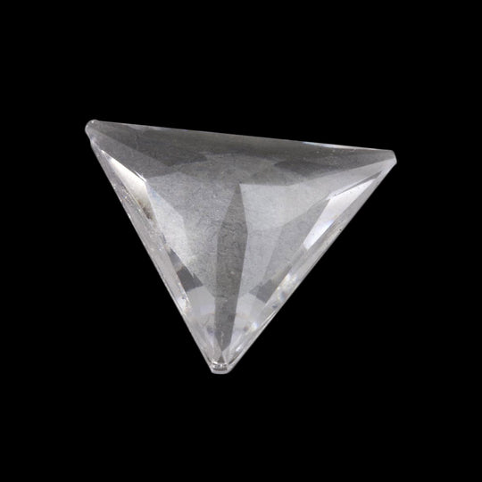 Triangle Gem Cabochon, clear glass, faceted, no hole. 22x22x22mm, Pkg 2. b5-634