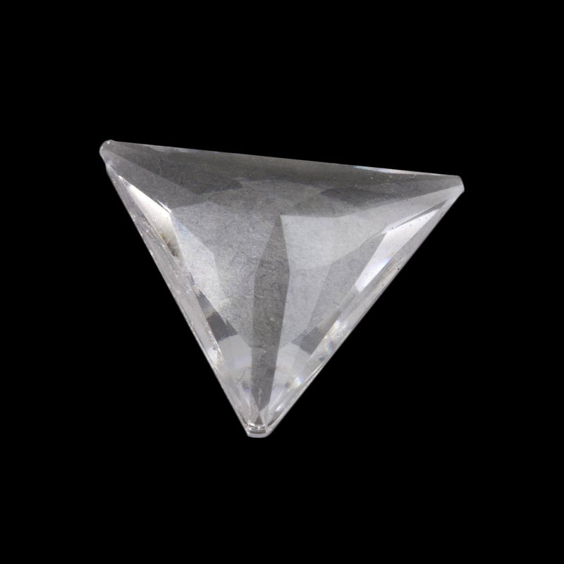 Vintage Czech clear faceted no hole triangle. 20x10mm, pkg of 2. 