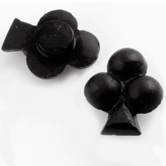 French "Clubs", 3 leaf clover shape, matte jet black glass 15x10mm, Pkg  2. b5-663