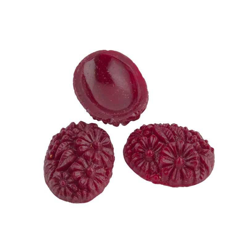 Vintage blood red oval molded glass carved floral design cabochon Japan Cherry Brand 19x15mm 1 pc.