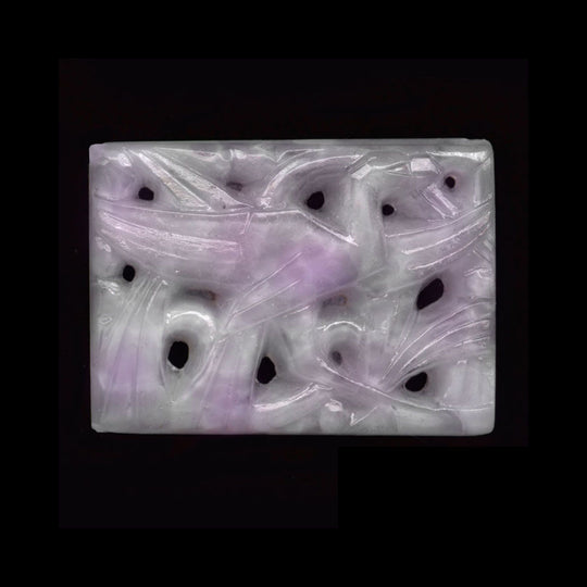 Crane Cabochon with Foliage, pink glass. Bohemian. 1920's-30s. Pkg 1. b5-841