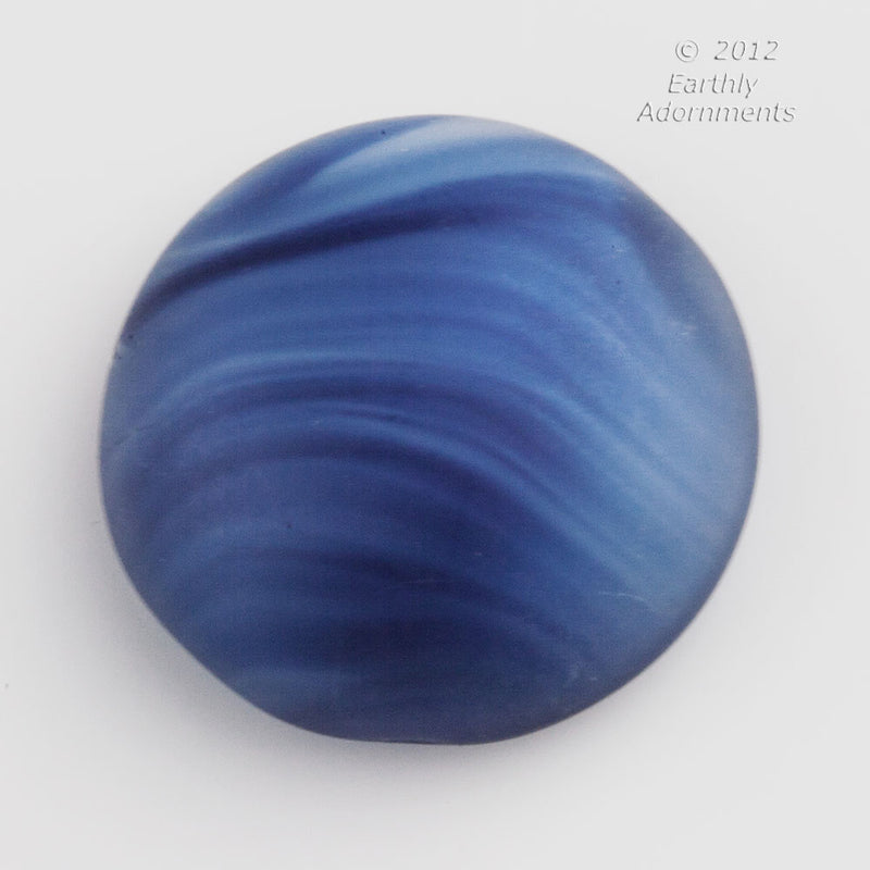 Vintage West German semi-opaque matte glass cabochon in wavy stripes of blues.18 mm.  Sold individually.