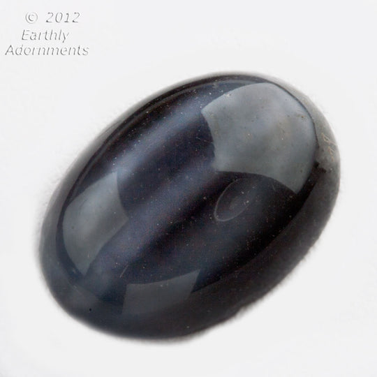 Cat's Eye Cabochon, oval, black glass. 18x14mm. West German. Pkg 1. b5-895