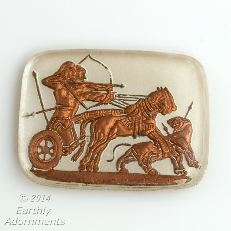 Ancient charioteer with bow and arrow intaglio. 28x22mm. West Germany 1950s . Sold individually. 