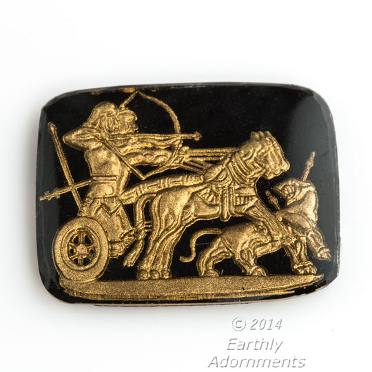 Charioteer with bow. Glass intaglio. 28x22mm. West Germany. Sold individually. b5-912