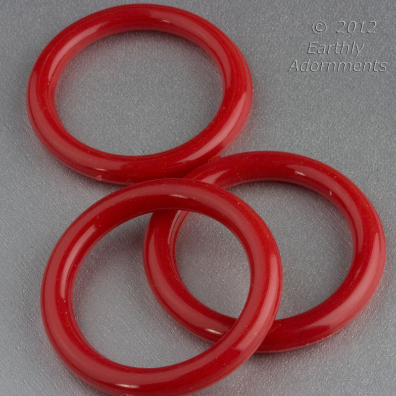 Vintage Cherry Red Rings. 38mm outside diameter. 5mm thick.  Pkg 4 pcs.