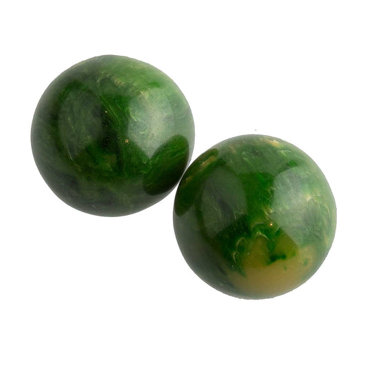 Vintage green marble Bakelite beads. 12mm. Pkg of 2. b6-144-1
