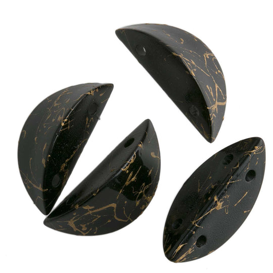 Vintage black plastic retro 2 hole wedge. 26x13mm. Pkg of 4 . b6-145(e)