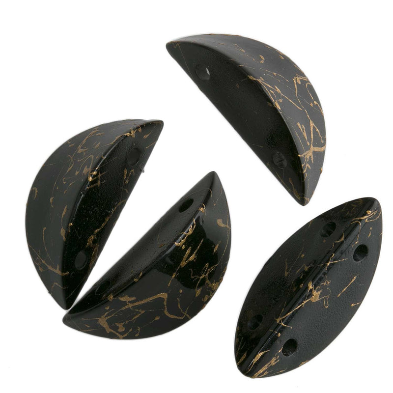 Vintage black plastic retro 2 hole wedge. 26x13mm. Pkg of 4