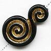 West German gold on black plastic spirals, 17x24mm pkg of 10