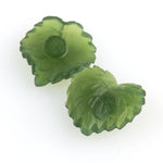 Vintage Japanese Green Glass Leaf Stone. 16x19mm. Pkg of 1.