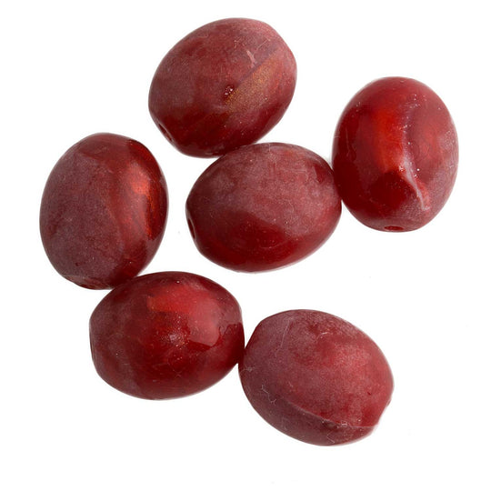 Vintage satin finish red marbled lucite ovals, 14x12mm . b6-196(e)