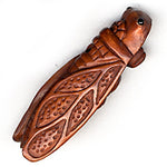 Cicada boxwood Ojime. 12x35mm. Pkg. of 1. 