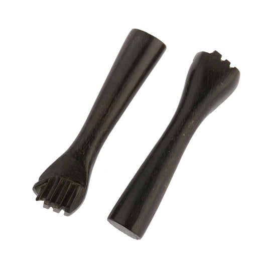 Hand Pendant, Black Ebony, no hole. 29x8mm. India. Pkg 2. b7-wo239