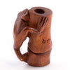 Frog on bamboo stalk boxwood ojime bead, 28x20mm, sold individually.