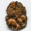 Vintage hardwood carved pendant of ram and ewes
