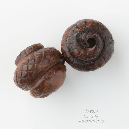 Ma-Li wood carved bead. Coiled snake. 18-20mm. China. 1 pc. b7-wo324