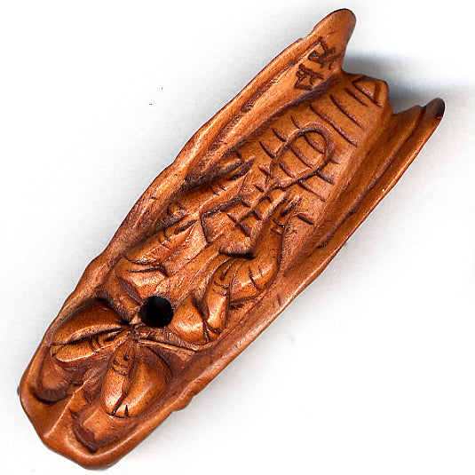 Cicada boxwood Ojime. 12x35mm. Pkg. of 1. 