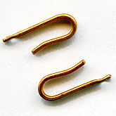 Simple red brass wire hooks. 15mm from hole to top of curve. Pkg of 10. B8-0217