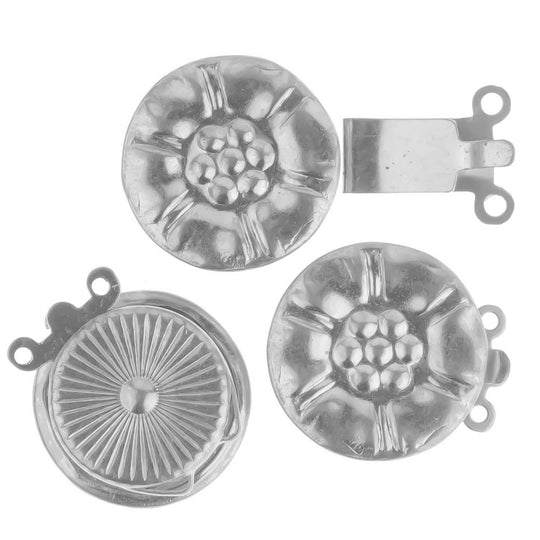 Vintage 2 strand silver plated brass daisy box clasp. 15mm. Pkg. 1. B8-0160s