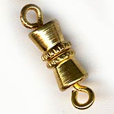 Vintage gold plate barrel clasps. 15mm. Pkg 3.