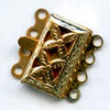 Vintage, Oxidized Brass Floral Motif 4 Strand Push In Box Clasp. 13mm. Sold Individually