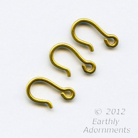 Vintage solid brass necklace hooks. 16x8mm. Package of 10. B8-286