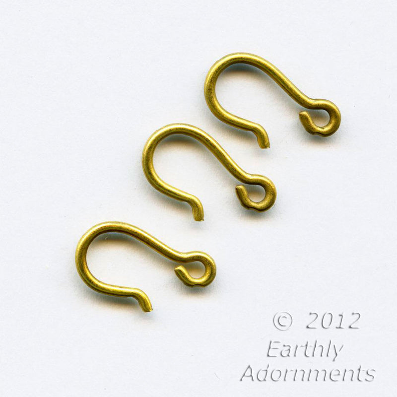 Vintage solid brass necklace hooks. 16x8mm. Package of 10.