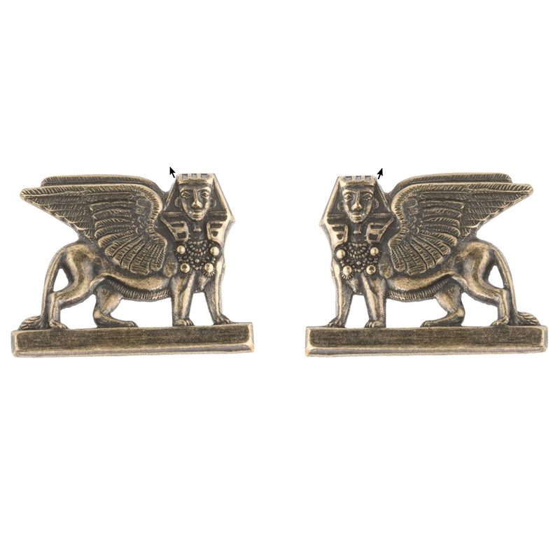 Vintage oxidized brass sphinx stampings. 35x26mm. Package of 2. 