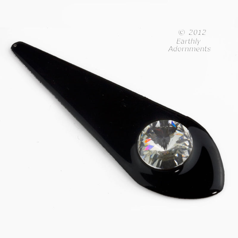 Vintage enamel and aluminum back pendant with Swarovoski crystal. Sold individually. b9-2200