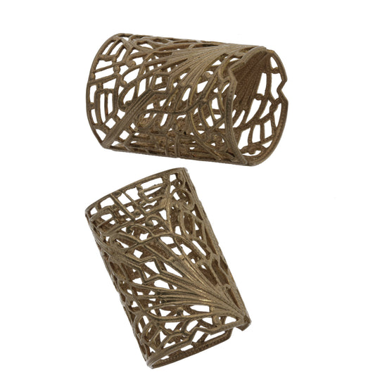 26mm filigree brass tube Connector. Art Deco style. Pkg. of 1. B9-0490