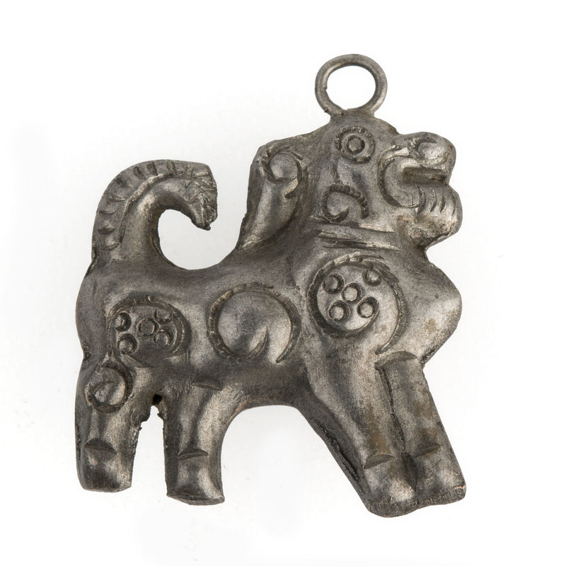 Vintage Chinese coin silver Kirin unicorn charm. 25mm Pkg. of 1. b9-0498B