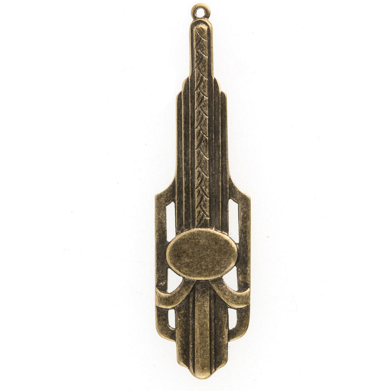Art Deco style brass pendant . 50mm Pkg of 2.