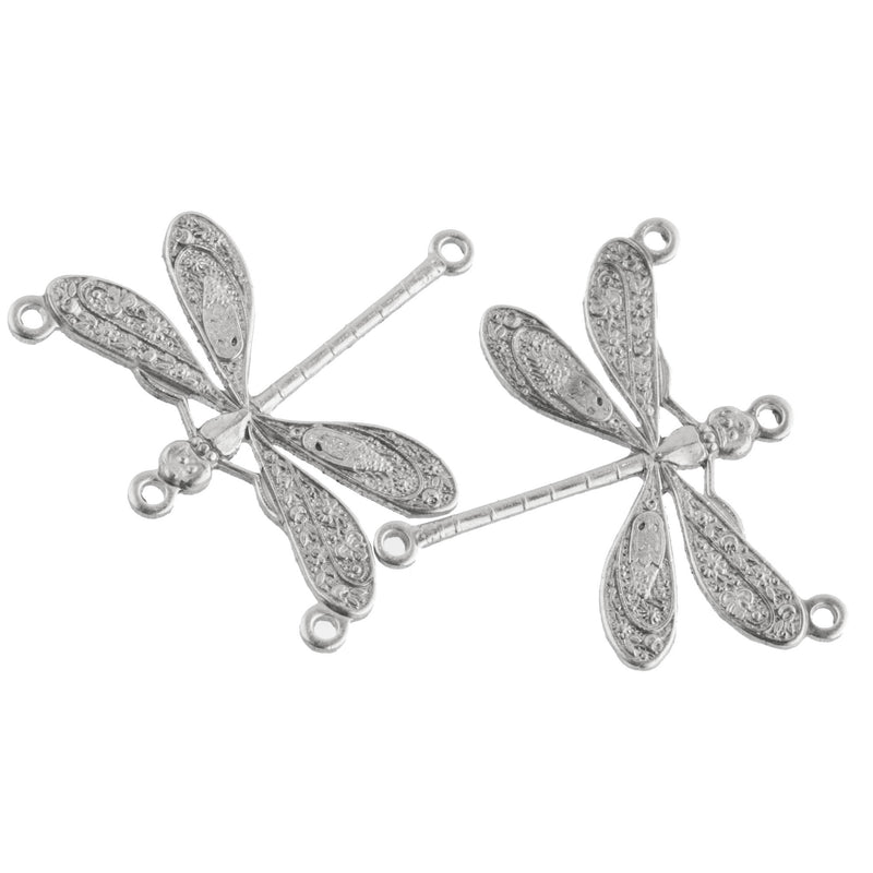 Fancy embossed dragonfly connector. 24mm Pkg. of 4.
