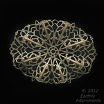 Oxidized brass stamped filigree pendant . 60x45mm Pkg. of 1. 