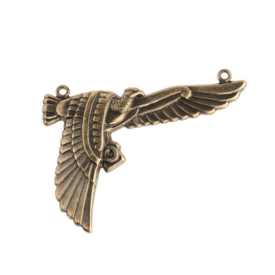 Vintage Egyptian revival stamped Horus falcon connector. 52x40mm Pkg. of 1. b9-0692(e)