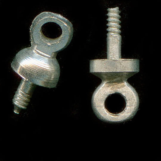 Silver metal 3mm cap with threaded peg for top drilled bead. Package of 5. b9-0764-2