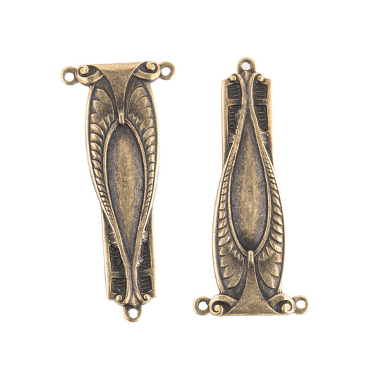 Victorian style oxidized brass connector/ pendant. 35mm. Pkg. 1. b9-0801