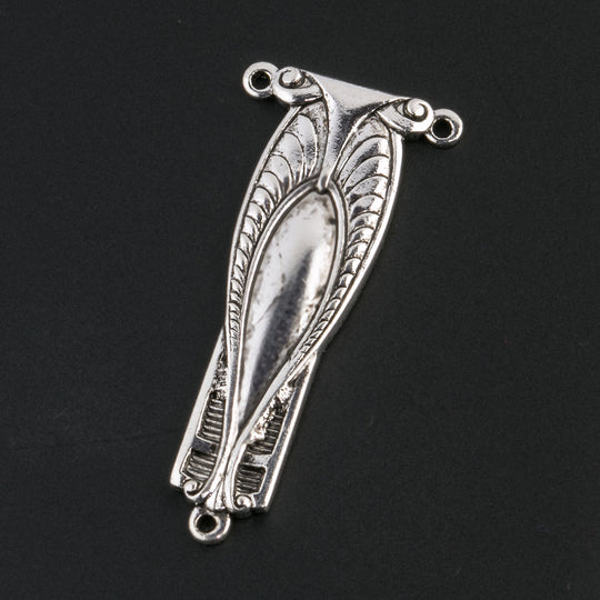 Victorian style sterling silver plated connector lavalier pendant. 35mm. Pkg. 1. b9-0801s