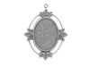 Oxidized brass solid back oval frame pendant setting for cabochon. 5 sizes.