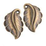 Vintage Stamped Brass Leaf Pendant. 20x33mm. Sold in Pairs. One left-facing and one right facing.