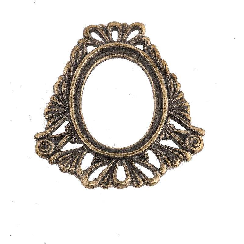Oxidized Brass Frame Pendant Setting for an 18x12mm cabochon. Sold Individually. b9-0854