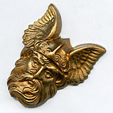 Vintage brass stamping of mythical god Mercury (Hermes) No hole. 22x25, 2 pcs