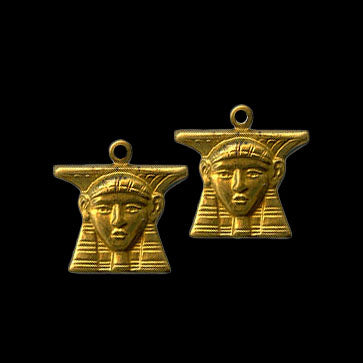 Vintage brass pharaoh charm 15x18mm. Pkg. of 4. 