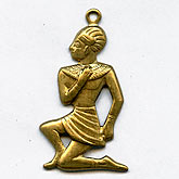 Egyptian revival stamped brass charm 30x18mm 2 pcs.
