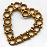 b9-0890-Vintage brass heart stamping. Pkg. of 2