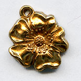 b9-0891-Stamped brass flower charm. 10mm Pkg of 6.
