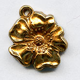 Stamped brass flower charm. 10mm Pkg of 6.