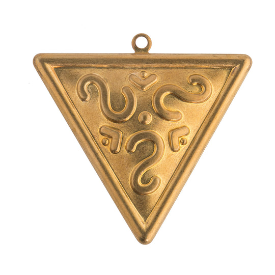 Vintage stamped brass triangle stamping. 35mm Pkg. of 1. b9-0892