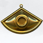 Vintage brass fan-shaped pendant with setting for 6-7mm stone. Pkg of 1.